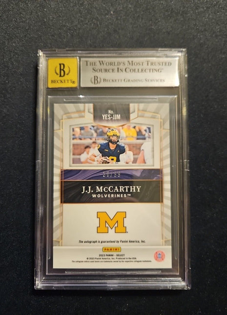 2023 JJ McCarthy Select Youth Explosion Auto /99 Bgs 9/10 Vikings