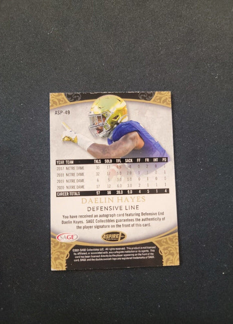 2021 Daelin Hayes Sage Aspire Rc Rookie Auto #49 Ravens