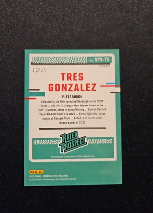 2023 Tres Gonzalez Optic Red Rated Prospect Auto /25 Pirates