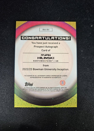 2023 Ryan Hilinski Bowman U Inception Auto Northwestern