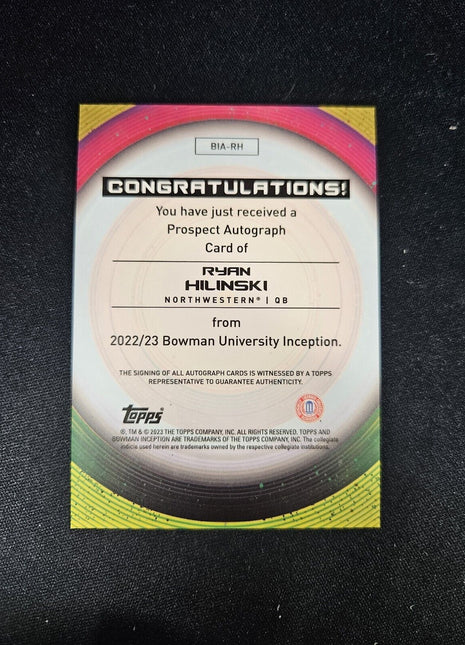 2023 Ryan Hilinski Bowman U Inception Auto Northwestern