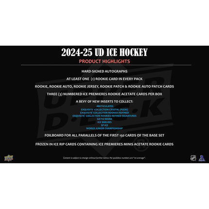 NHL 2024-25 Upper Deck Ice Hockey Hobby Box
