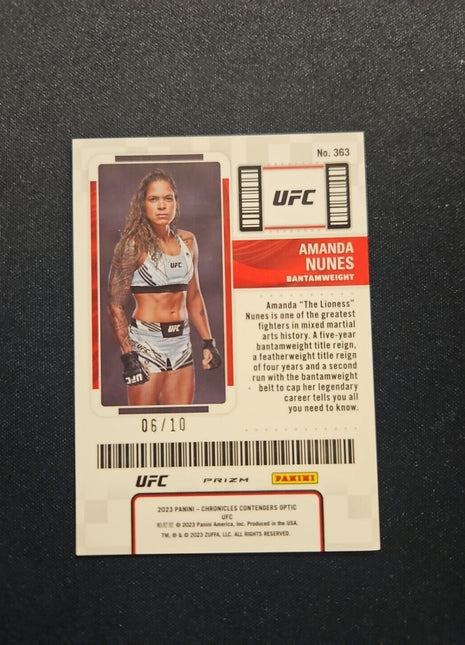 2023 Amanda Nunes Optic Contenders Season Ticket Gold /10 #363 Ufc