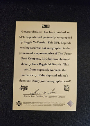 1997 Reggie McKenzie UD Legends Auto #AL-138 Bills