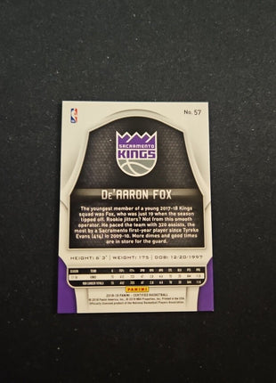 2018-19 De'Aaron Fox Certified Mirror Emerald /5 #57 Kings