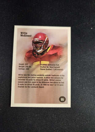 1994 Willie McGinest Superior Rookies Rc Auto /4000 Patriots
