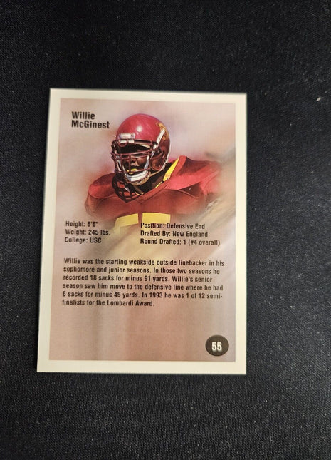 1994 Willie McGinest Superior Rookies Rc Auto /4000 Patriots