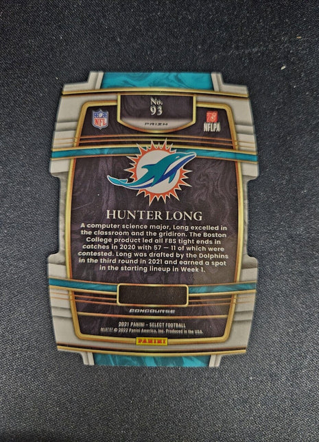2021 Hunter Long Select Red Yellow Die-Cut Rc Rookie #93 Dolphins