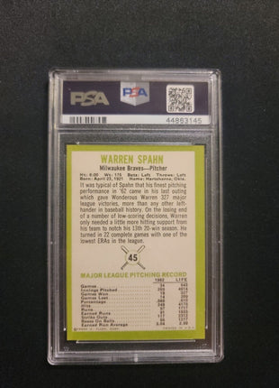 1963 Fleer Warren Spahn Psa 7 #45 Braves Hof