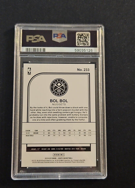2019-20 Bol Bol NBA Hoops Rc Rookie #233 Psa 10