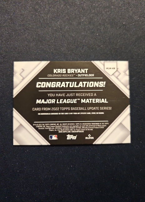 2022 Kris Bryant Topps Major League Materials GU Bat Relic /199 Rockies