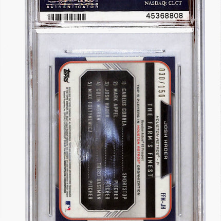 2015 Bowman Chrome Farm's Finest Minis Josh Hader #JH Blue Shimmer /150 PSA 10