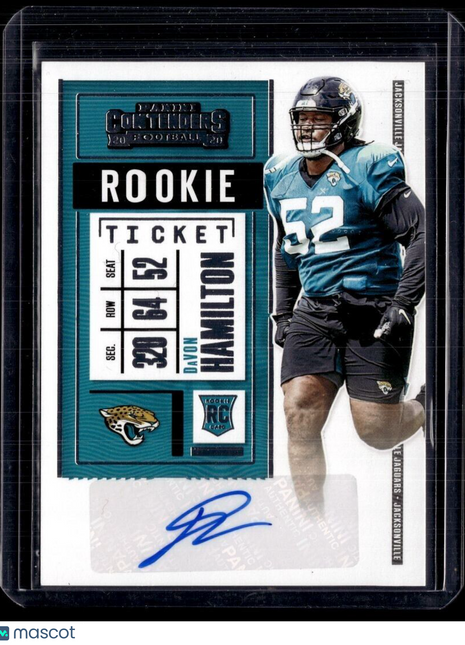2020 CONTENDERS ROOKIE TICKET AUTO DAVON HAMILTON JAGUARS