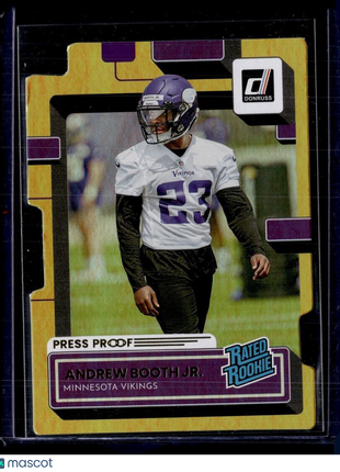 2022 DONRUSS GOLD PRESS PROOF DIE CUT /25 RATED ROOKIE ANDREW BOOTH JR VIKINGS