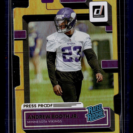 2022 DONRUSS GOLD PRESS PROOF DIE CUT /25 RATED ROOKIE ANDREW BOOTH JR VIKINGS