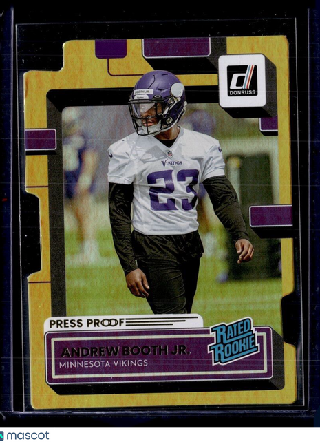 2022 DONRUSS GOLD PRESS PROOF DIE CUT /25 RATED ROOKIE ANDREW BOOTH JR VIKINGS