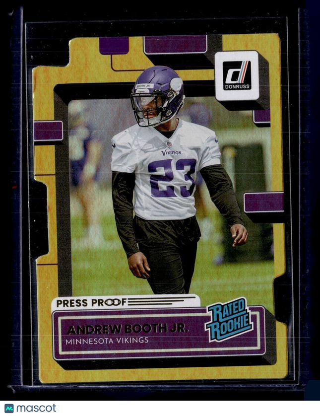 2022 DONRUSS GOLD PRESS PROOF DIE CUT /25 RATED ROOKIE ANDREW BOOTH JR VIKINGS