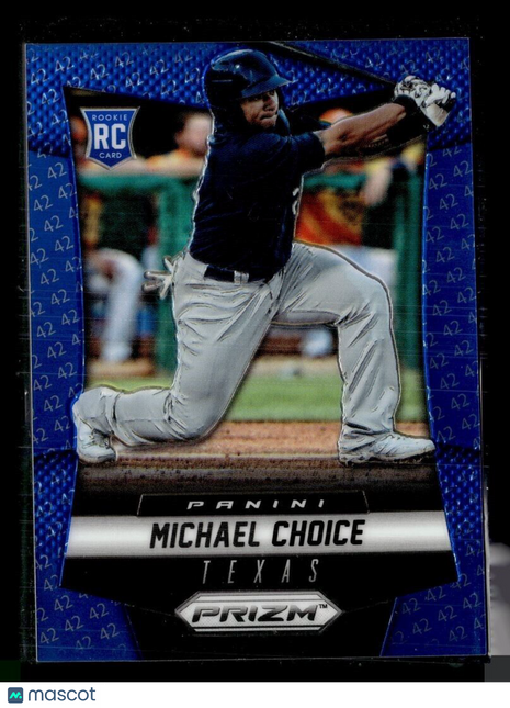 2014 PRIZM BLUE JACKIE ROBINSON 42 /42 ROOKIE 184 Michael Choice - Texas Rangers