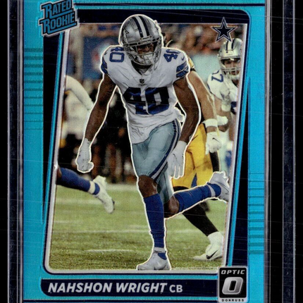 2021 OPTIC AQUA /299 RATED ROOKIE NAHSHON WRIGHT COWBOYS