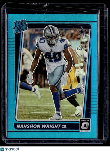 2021 OPTIC AQUA /299 RATED ROOKIE NAHSHON WRIGHT COWBOYS