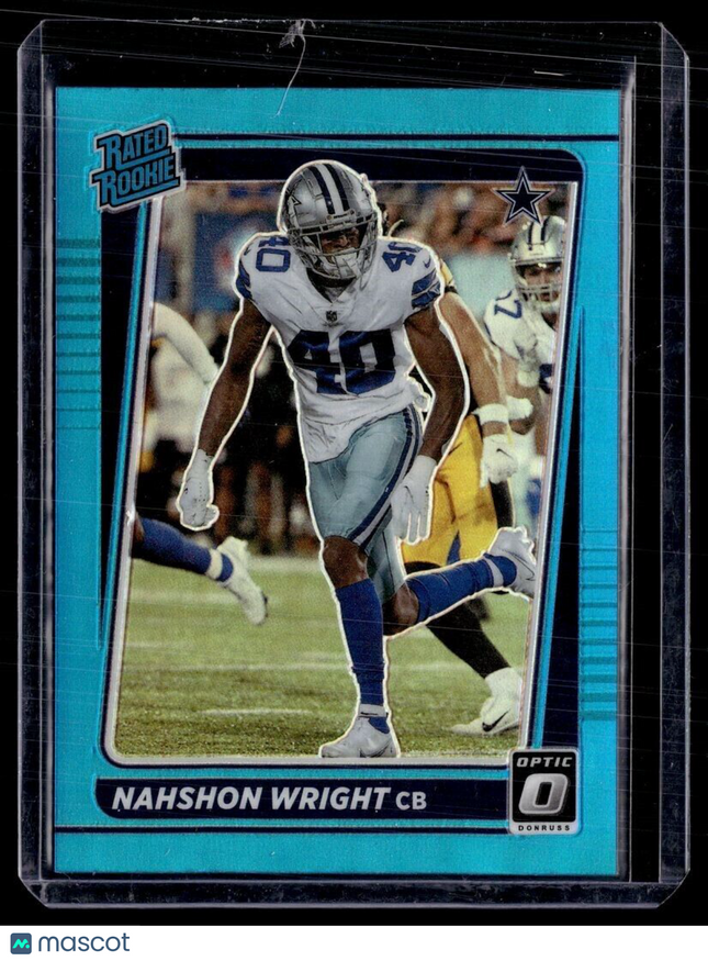 2021 OPTIC AQUA /299 RATED ROOKIE NAHSHON WRIGHT COWBOYS