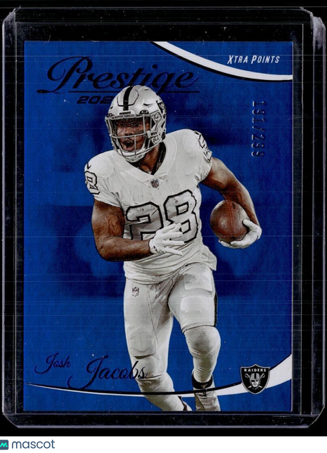 2023 PRESTIGE BLUE /299 XTRA POINTS JOSH JACOBS RAIDERS