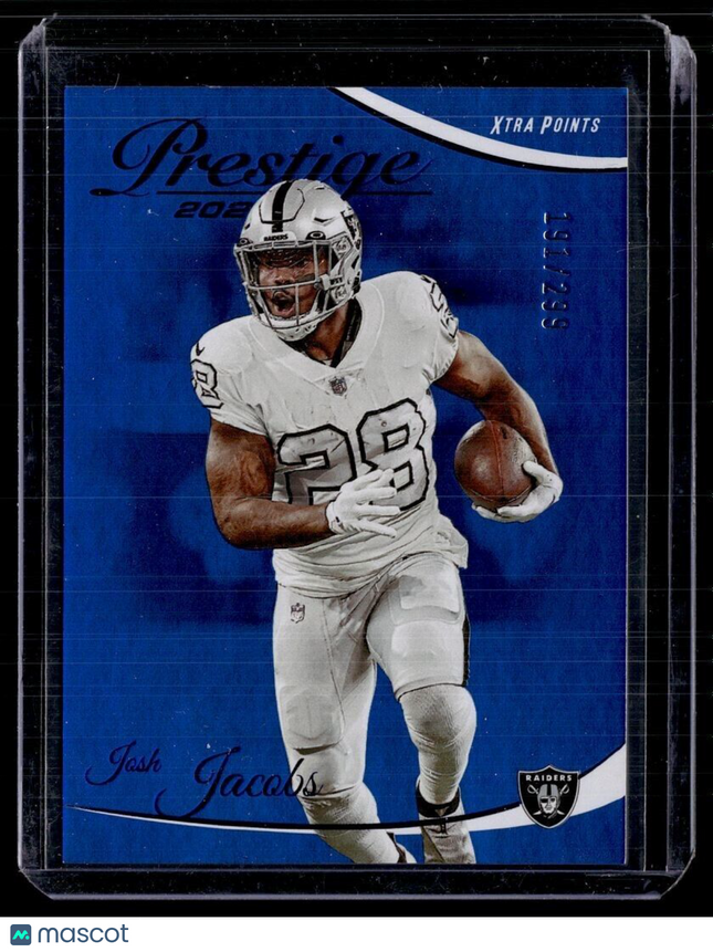 2023 PRESTIGE BLUE /299 XTRA POINTS JOSH JACOBS RAIDERS