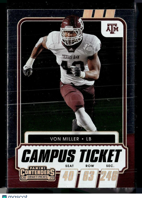 2021 CONTENDERS DRAFT CAMPUS TICKET #2 VON MILLER TEXAS A&M