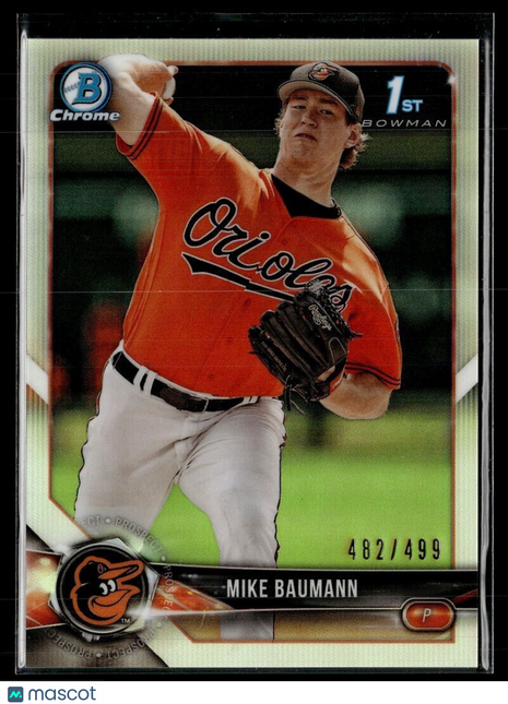 2018 BOWMAN CHROME REFRACTOR 1ST PROSPECT MIKE BAUMANN ORIOLES