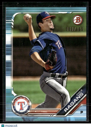 2019 BOWMAN SKY BLUE /499 COLE RAGANS RANGERS