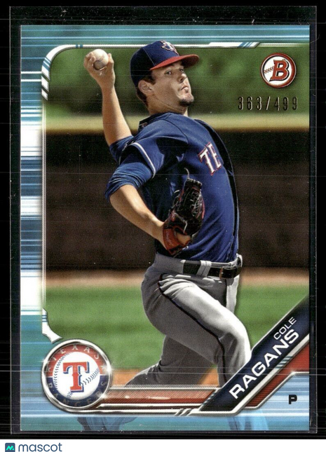 2019 BOWMAN SKY BLUE /499 COLE RAGANS RANGERS