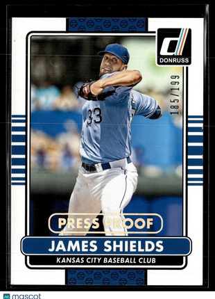 2015 DONRUSS SILVER PRESS PROOF /199 JAMES SHIELDS ROYALS
