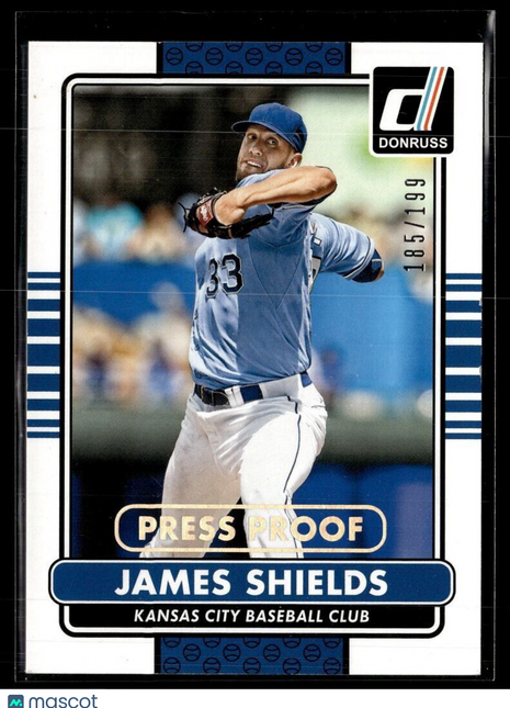 2015 DONRUSS SILVER PRESS PROOF /199 JAMES SHIELDS ROYALS