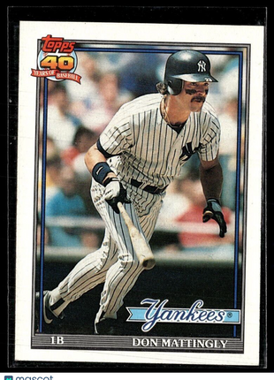 1991 TOPPS FULL 40TH BOLD ON BACK DON MATTINGLY YANKEES