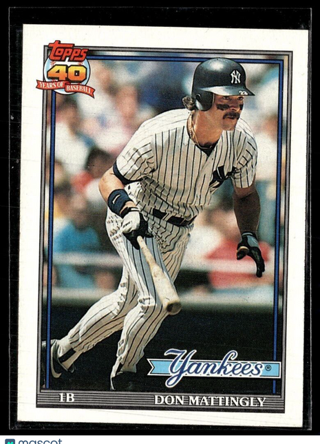 1991 TOPPS FULL 40TH BOLD ON BACK DON MATTINGLY YANKEES