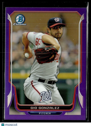 2014 BOWMAN CHROME PURPLE /150 GIO GONZALEZ NATIONALS