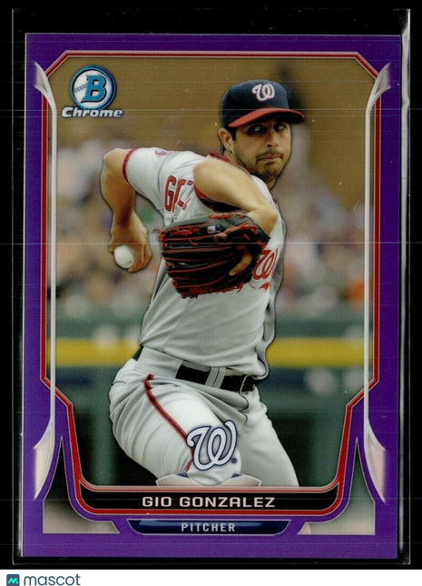 2014 BOWMAN CHROME PURPLE /150 GIO GONZALEZ NATIONALS