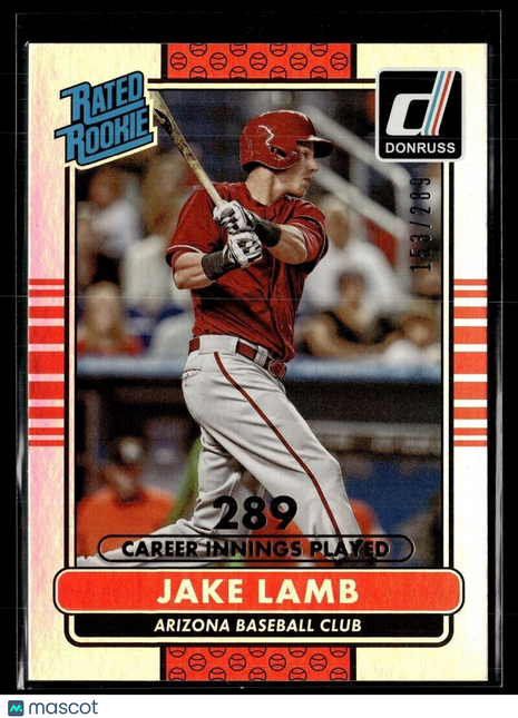 2015 DONRUSS CAREER /289 RATED ROOKIE JAKE LAMB DBACKS