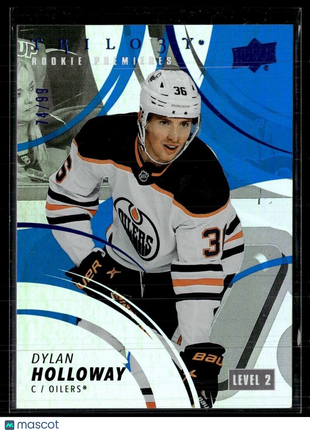 2022-23 UD TRILOGY BLUE ROOKIE PREMIERES /99 LEVEL 2 DYLAN HOLLOWAY OILERS