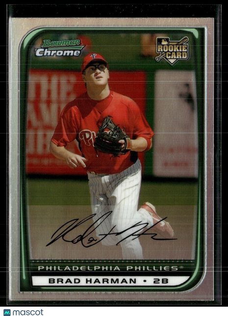 2008 BOWMAN CHROME REFRACTOR ROOKIE BRAD HARMAN PHILLIES