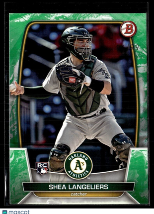 2023 BOWMAN GREEN PATTERN /99 ROOKIE SHEA LANGELIERS A'S