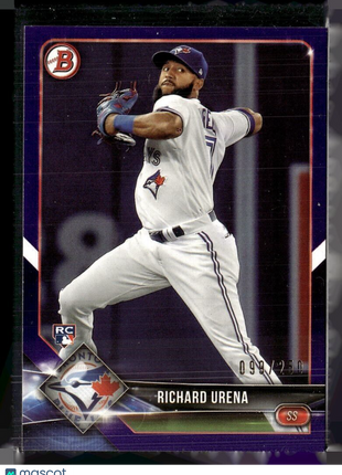 2018 BOWMAN PURPLE /250 ROOKIE RICHARD URENA BLUE JAYS
