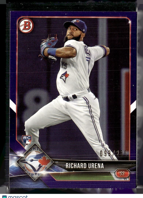 2018 BOWMAN PURPLE /250 ROOKIE RICHARD URENA BLUE JAYS