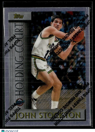 1996-97 TOPPS FINEST HOLDING COURT UNPEELED JOHN STOCKTON JAZZ