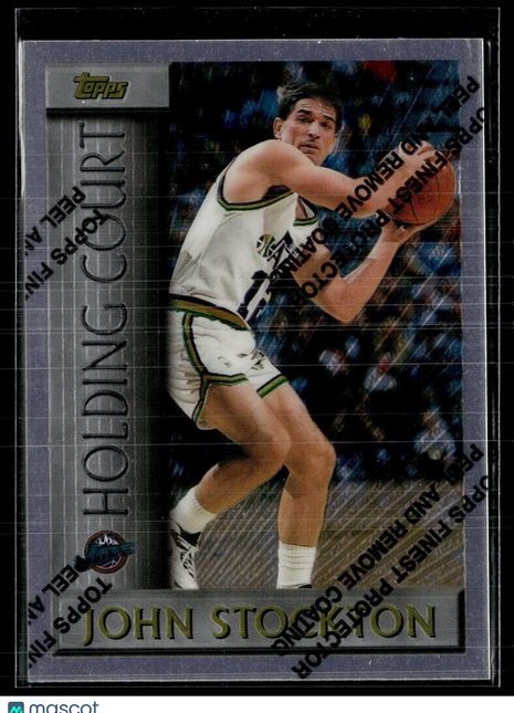 1996-97 TOPPS FINEST HOLDING COURT UNPEELED JOHN STOCKTON JAZZ
