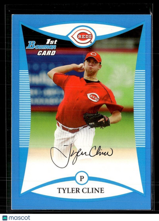 2008 BOWMAN BLUE /399 1ST PROSPECT TYLER CLINE REDS