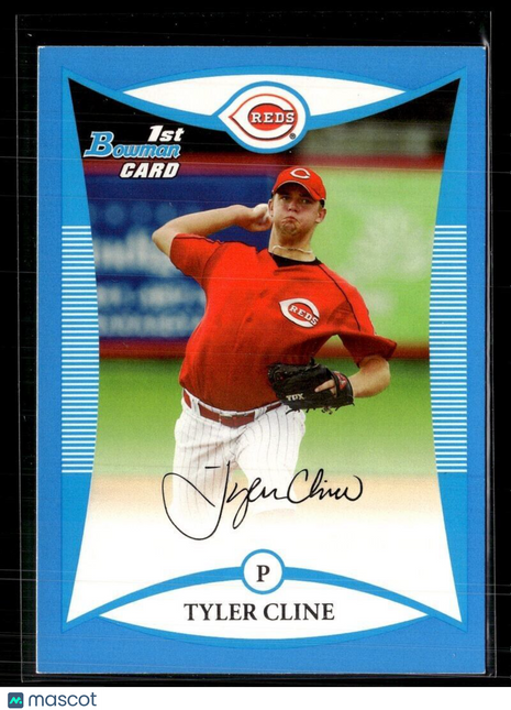 2008 BOWMAN BLUE /399 1ST PROSPECT TYLER CLINE REDS