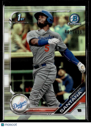 2019 BOWMAN CHROME REFRACTOR /499 1ST PROSPECT CRISTIAN SANTANA DODGERS
