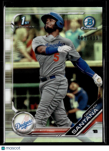 2019 BOWMAN CHROME REFRACTOR /499 1ST PROSPECT CRISTIAN SANTANA DODGERS