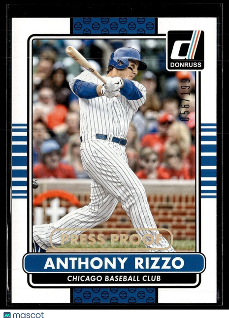 2015 DONRUSS SILVER PRESS PROOF /199 ANTHONY RIZZO CUBS